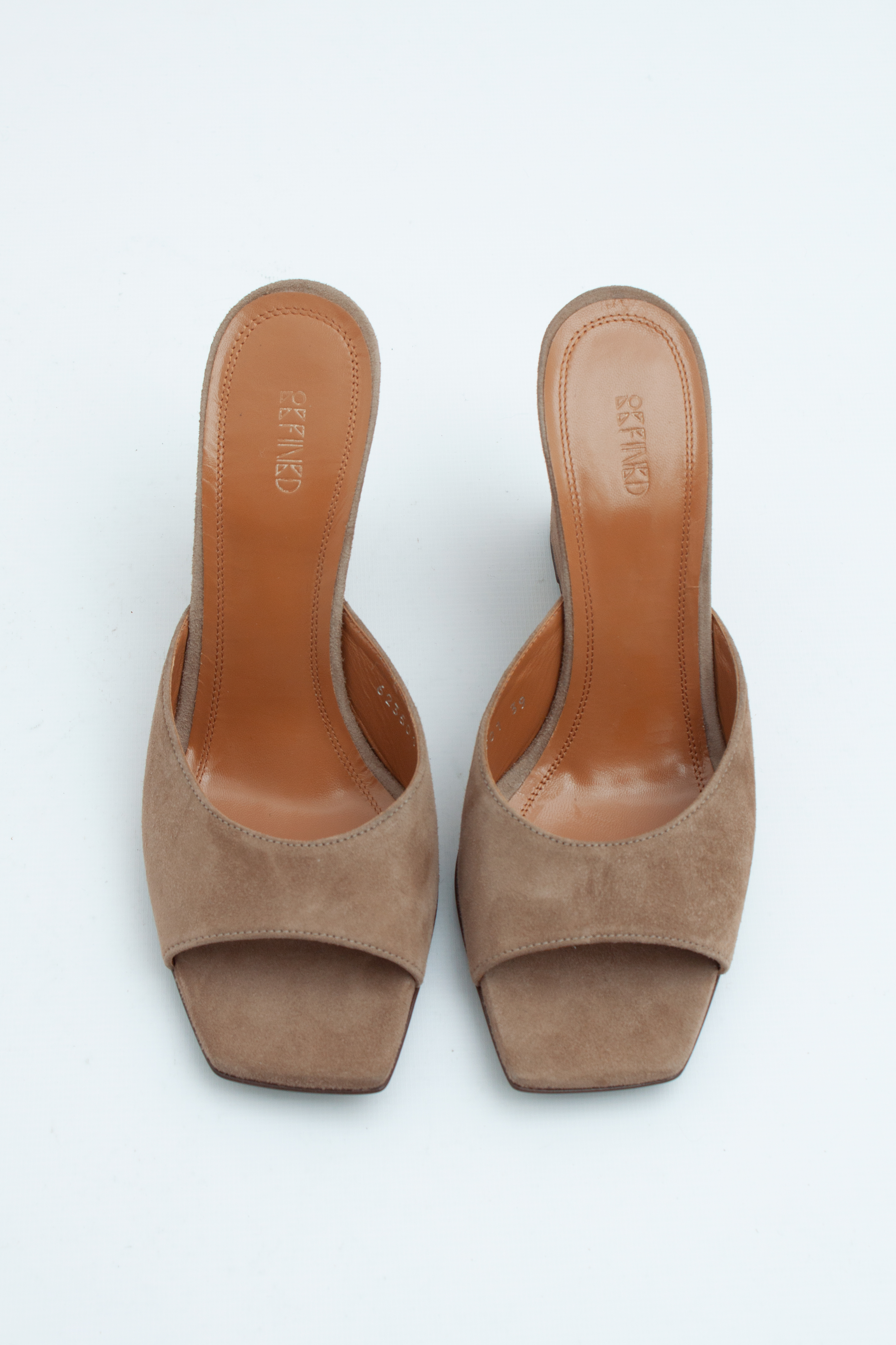 Сабо на танкетке с открытым носом коричнево-серая замша, фото 1