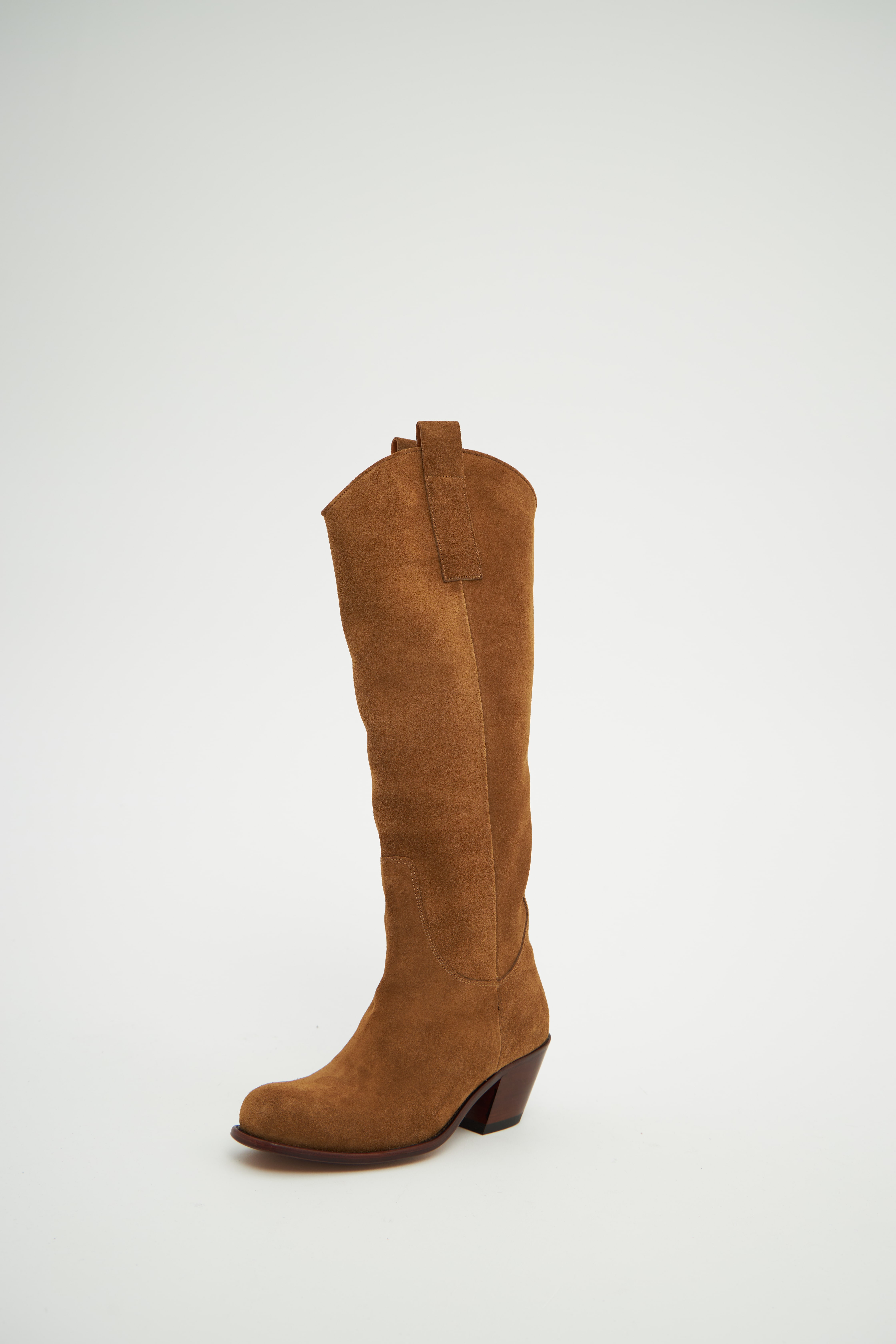 Казаки высокие табачного цвета (замша), фото 1