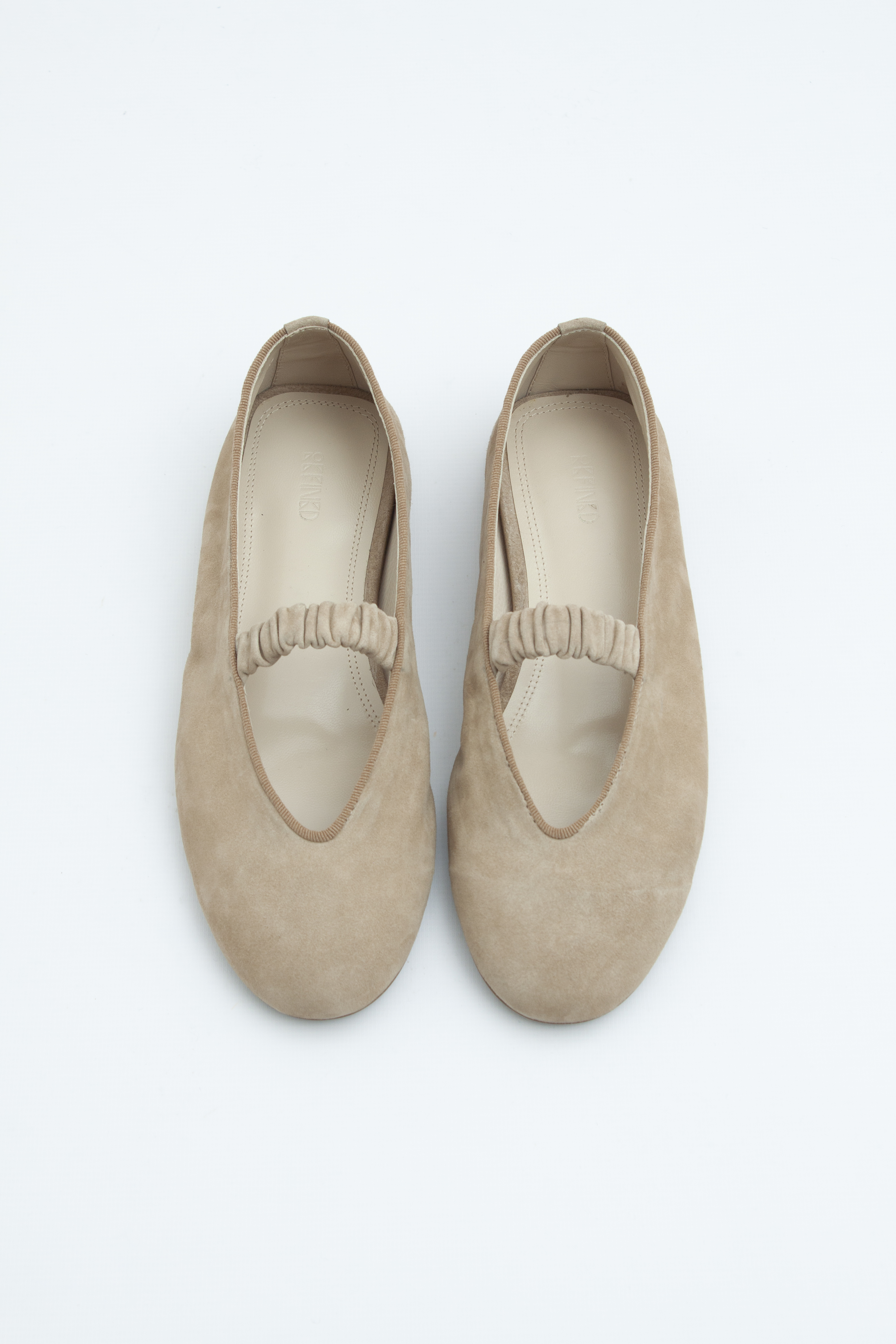 Балетки мягкие с резиночками бежевая замша, фото 1