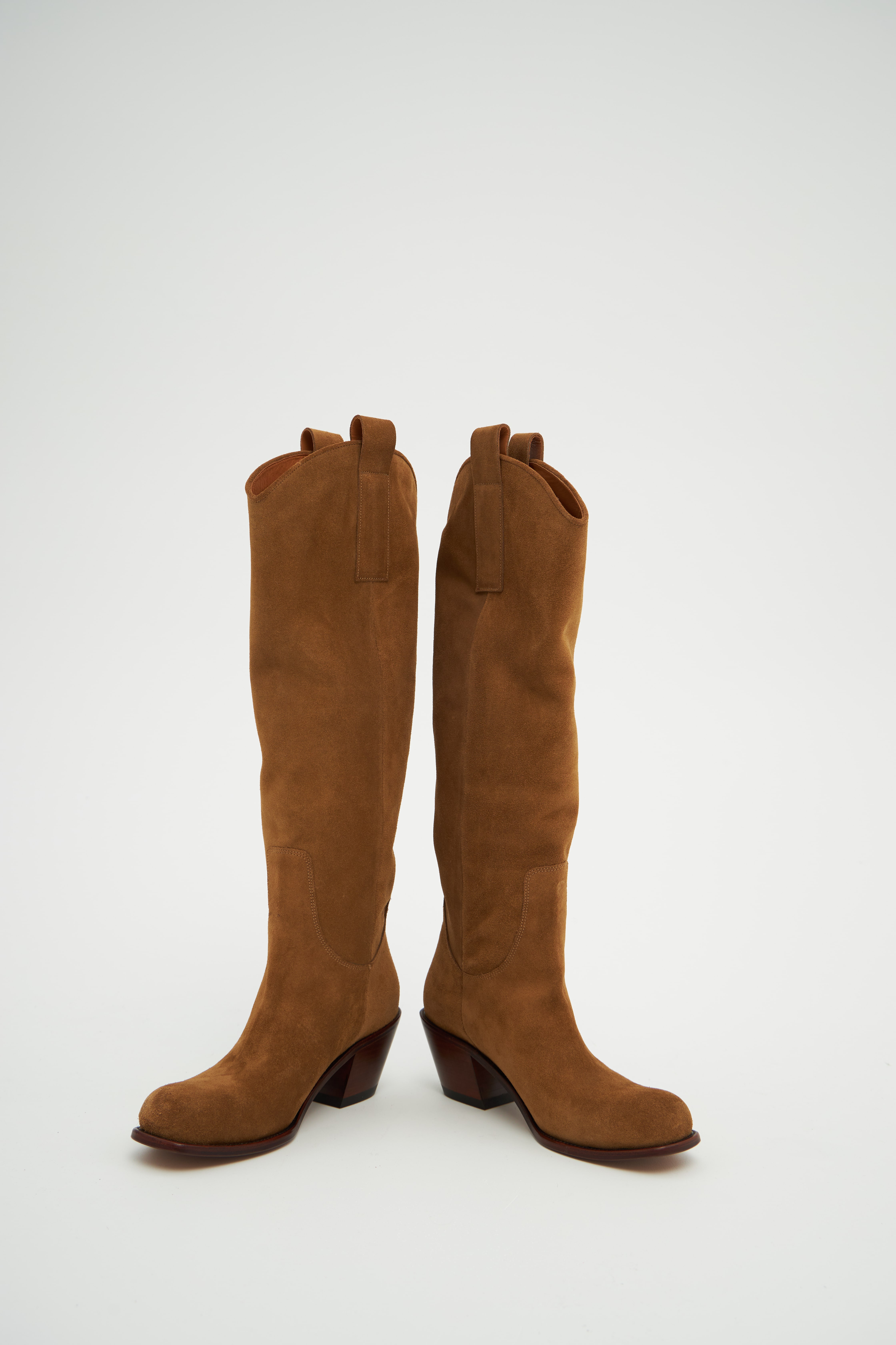 Казаки высокие табачного цвета (замша), фото 2