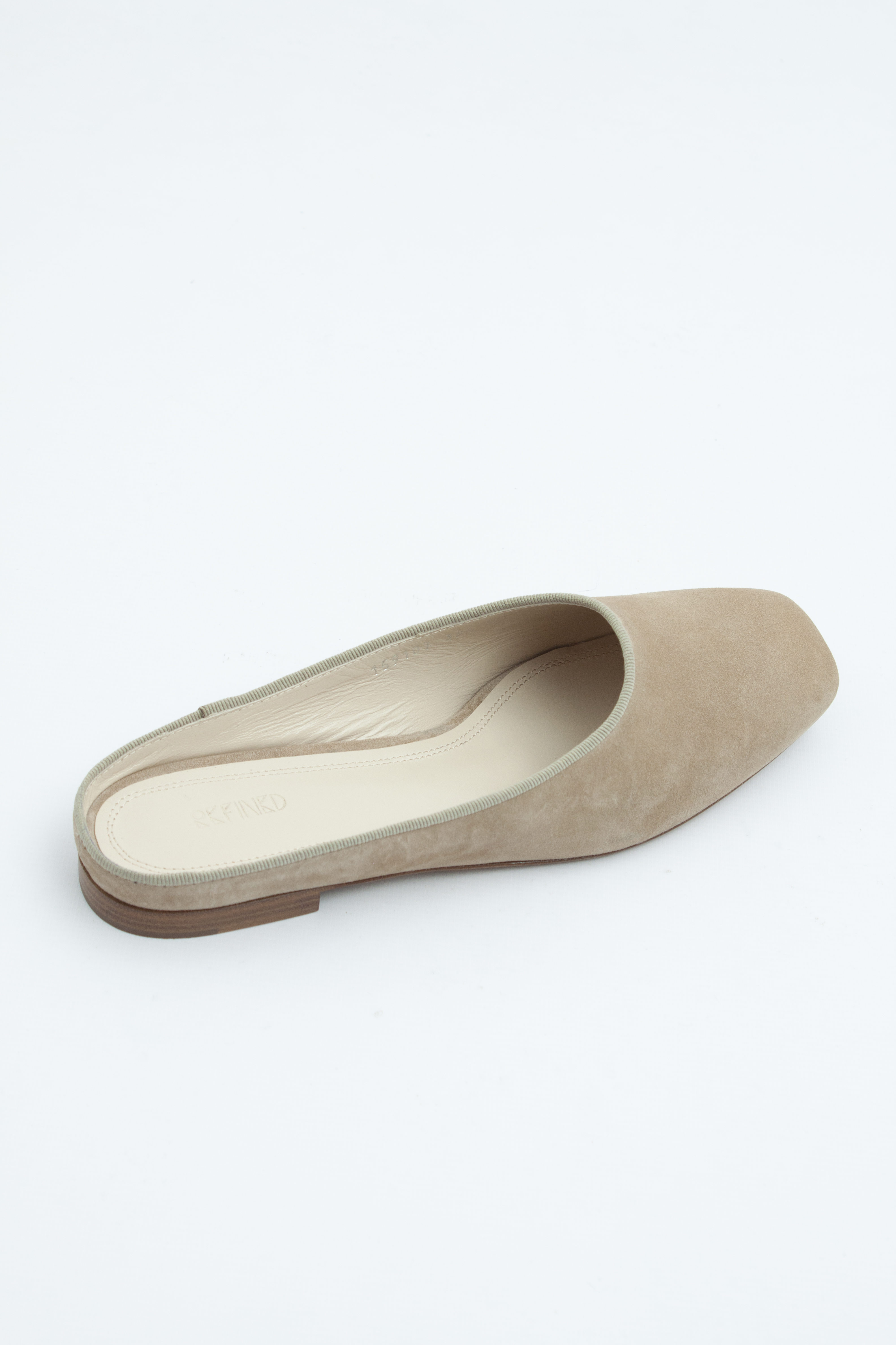 Мюли с квадратным носом с кантом бежевая замша, фото 2