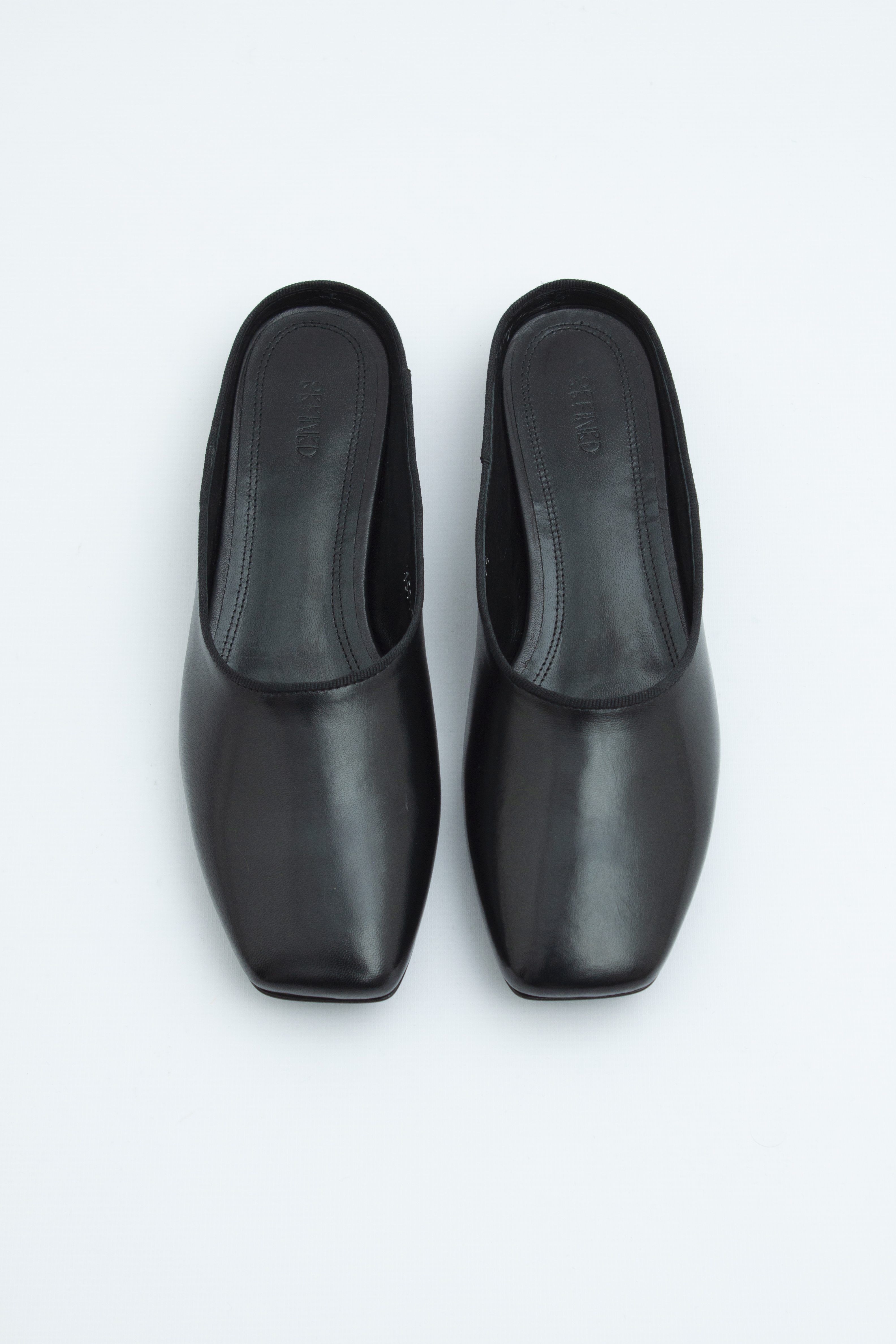 Мюли с квадратным носом с кантом черная кожа, фото 1