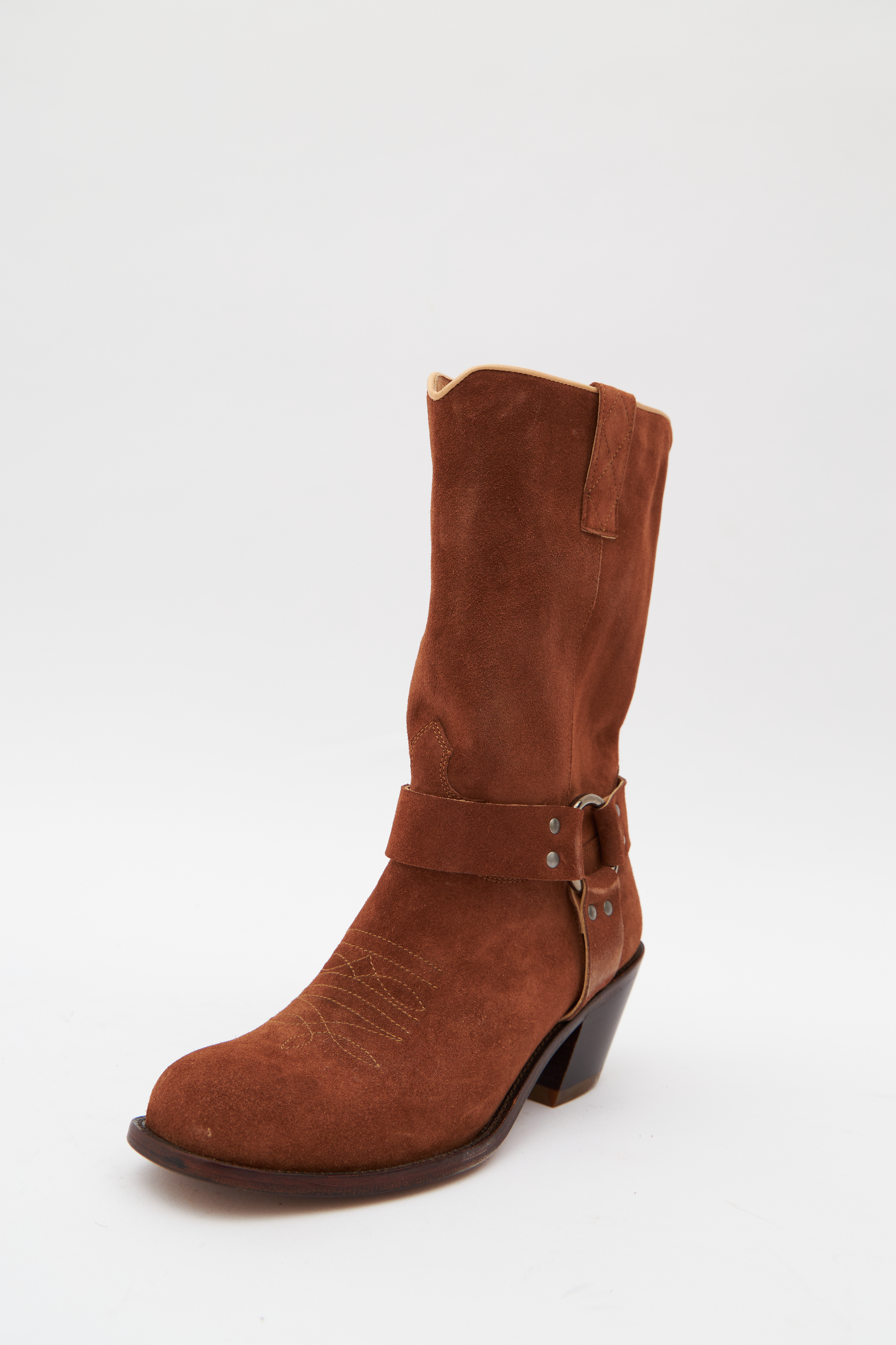 Казаки цвета коричневый лист (замша), фото 1