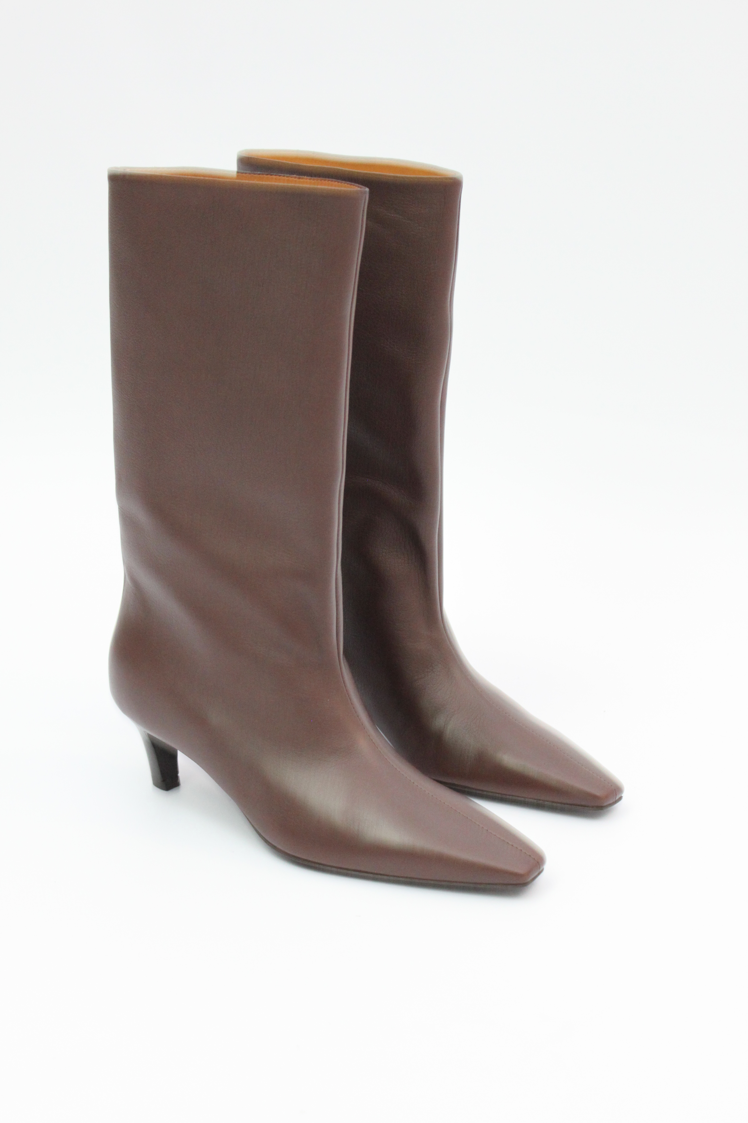 Ботильоны-трубы на низком каблуке кожа коньяк (виниче) зерненая, фото 2