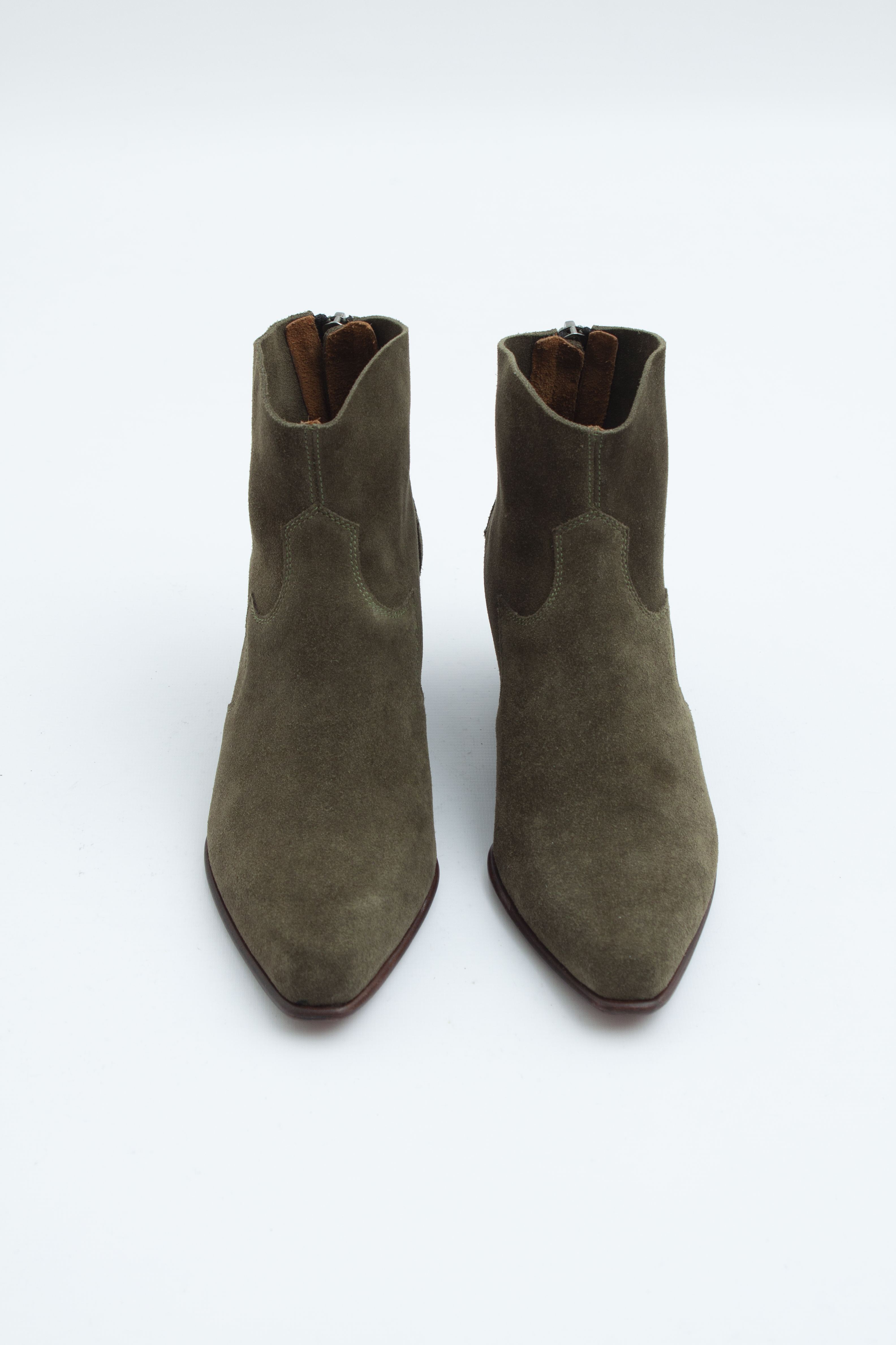 Казаки мягкие из оливковой замши, фото 1