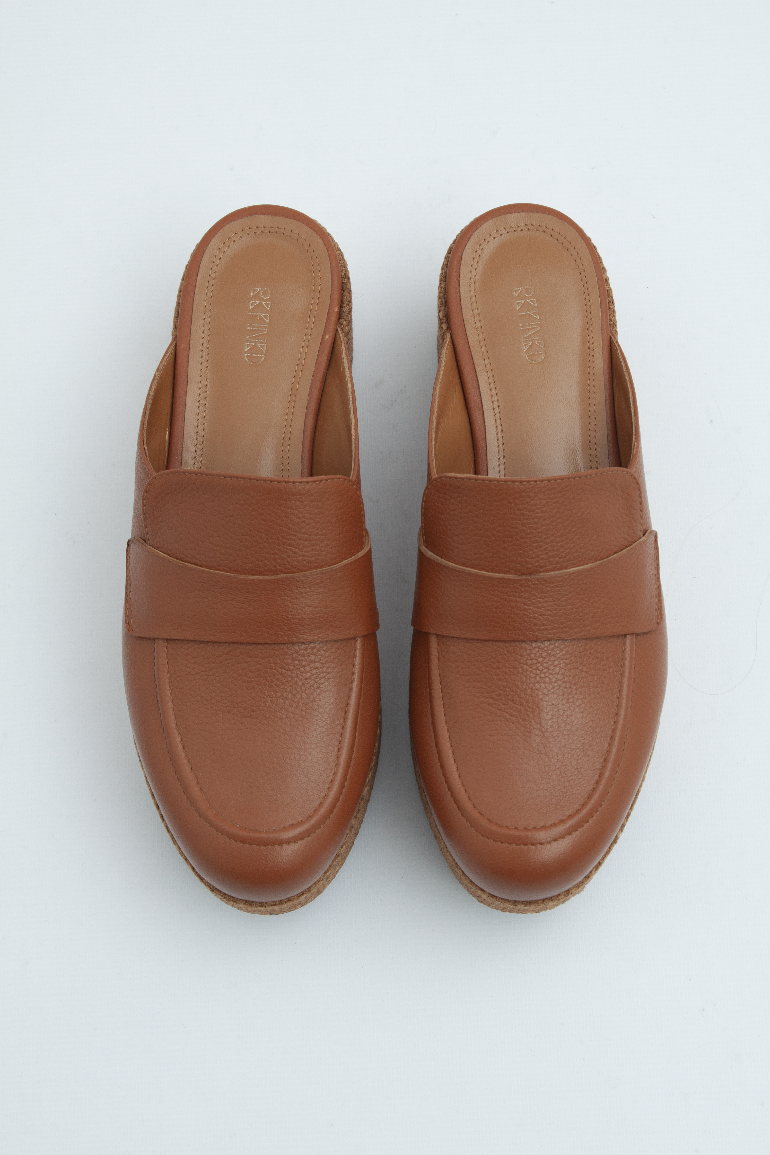 Мюли на платформе коричневая кожа, ткань, фото 1