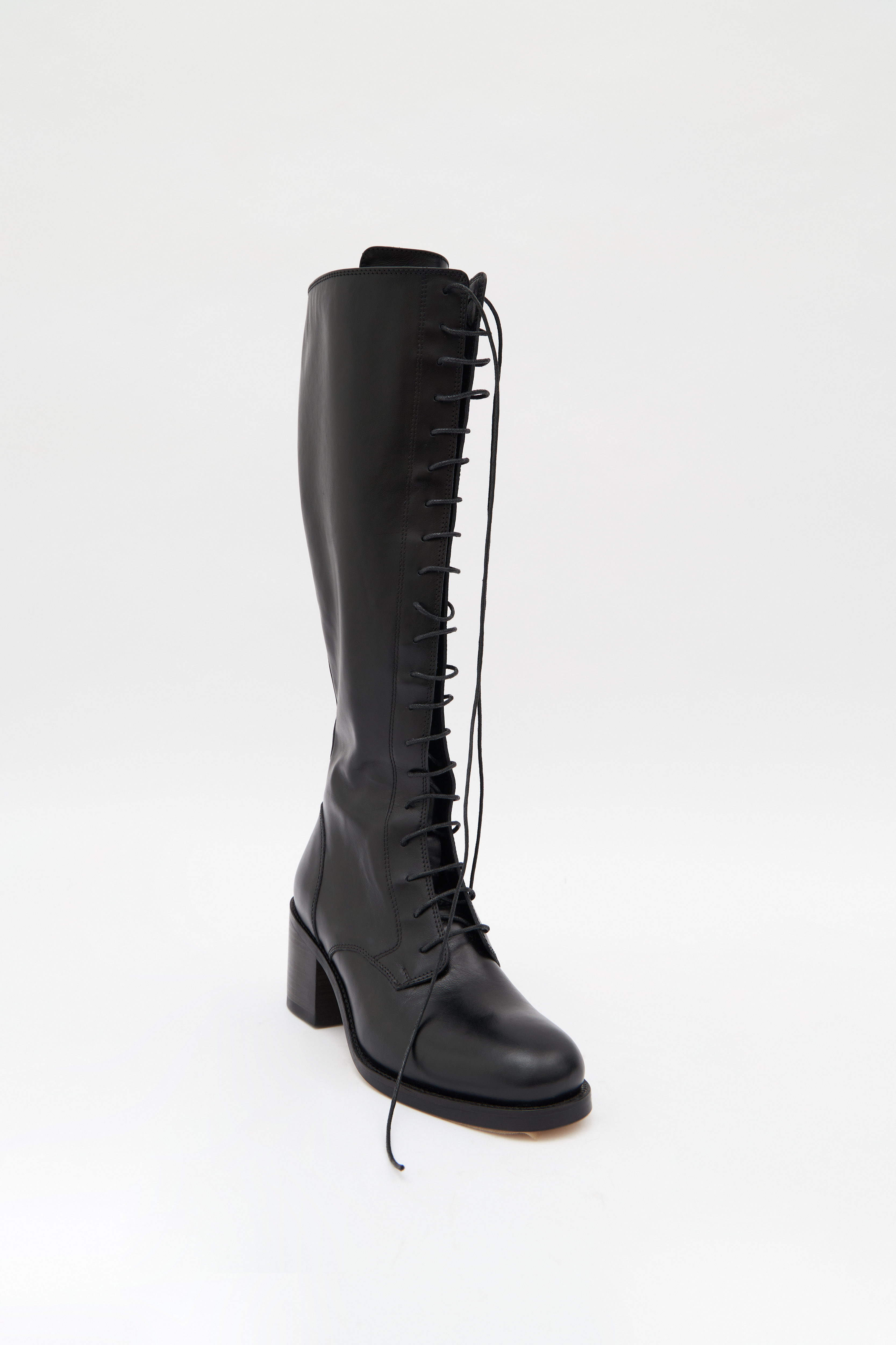 Сапоги на шнуровке черные (кожа), фото 1