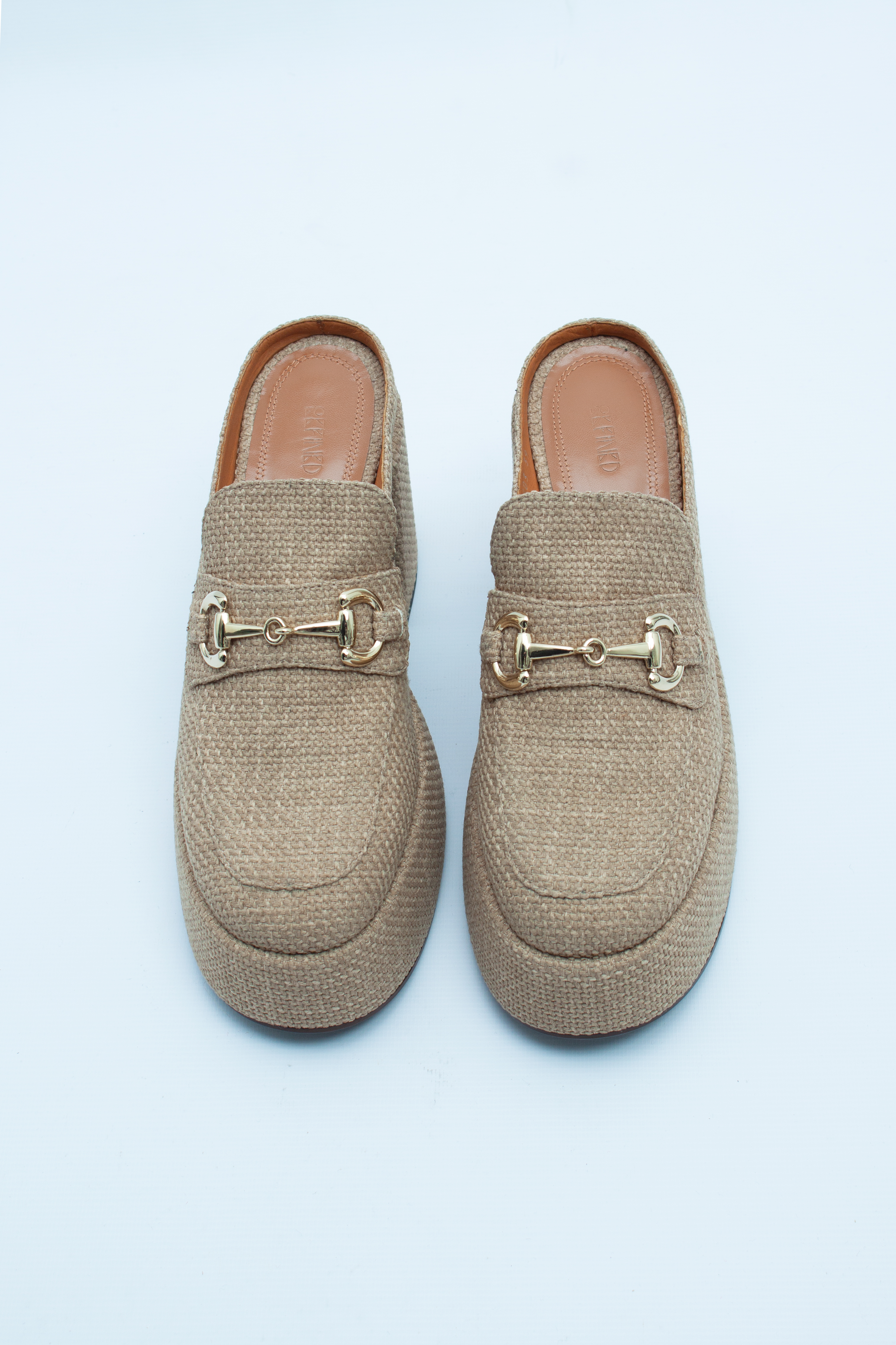 Сабо на платформе с открытой пяткой бежевая рогожка , фото 1