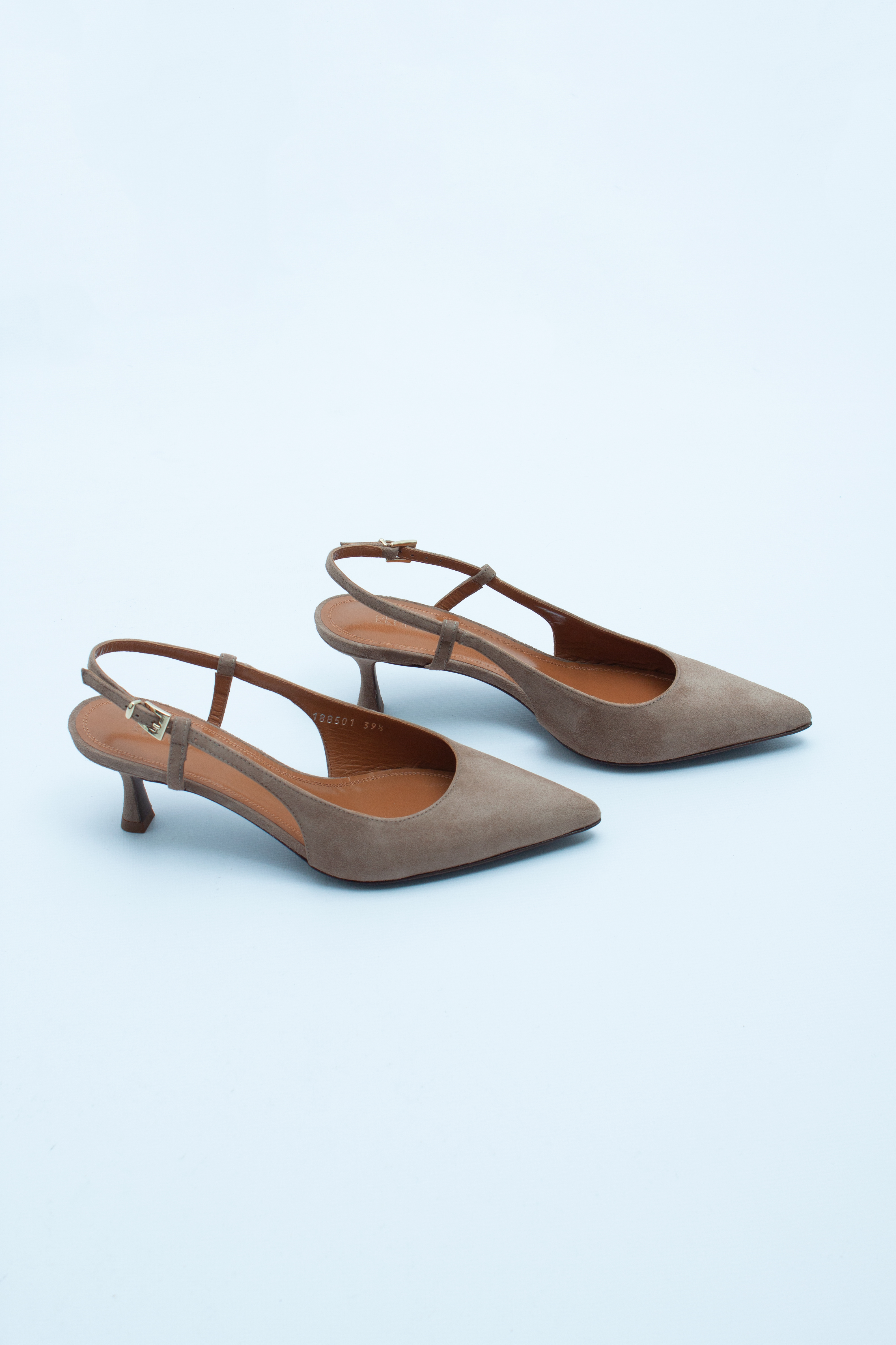 Туфли с острым носом на низком каблуке коричнево-серая замша, фото 2