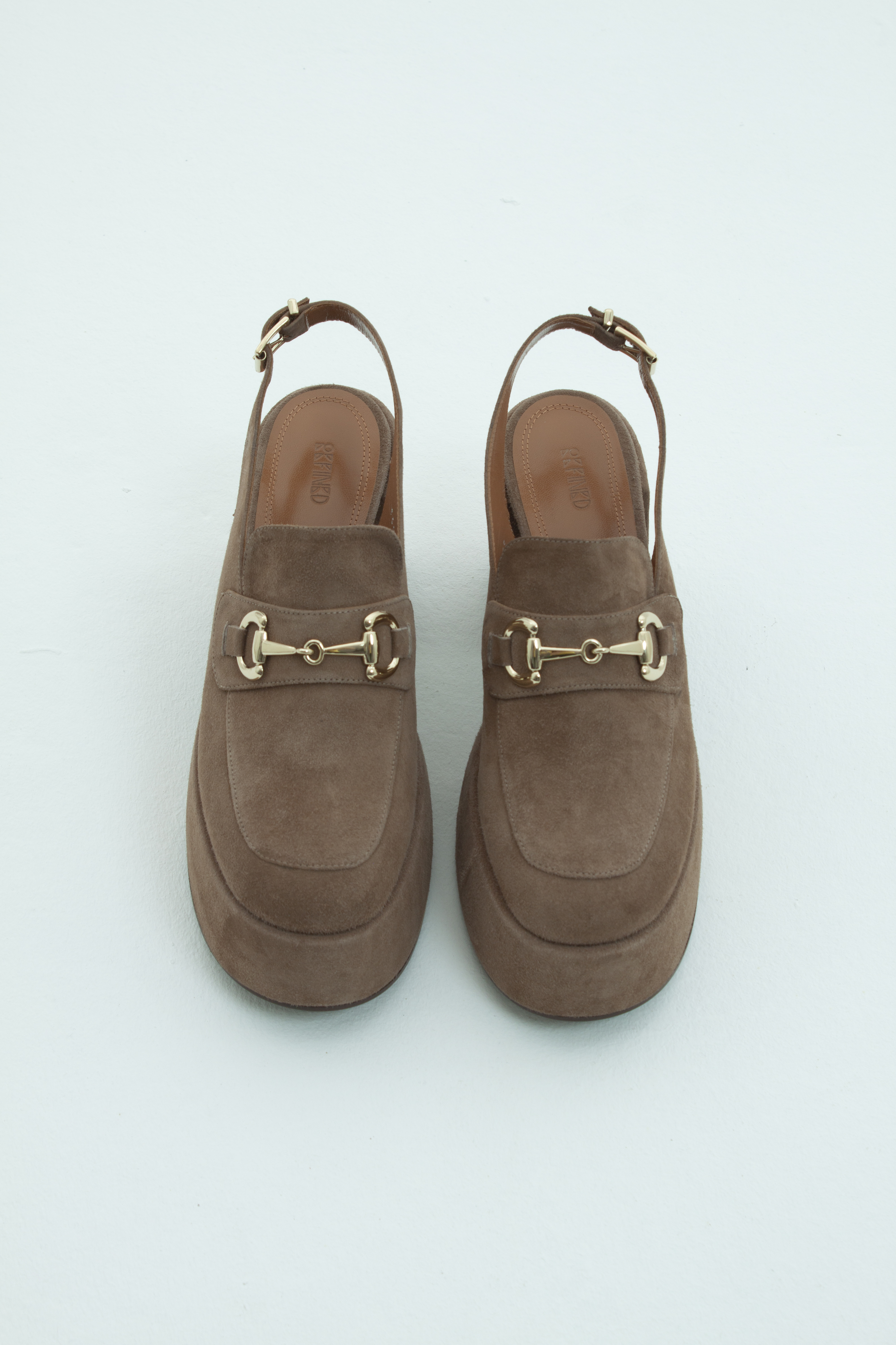 Сабо на платформе с ремешком коричнево-серая замша, фото 1