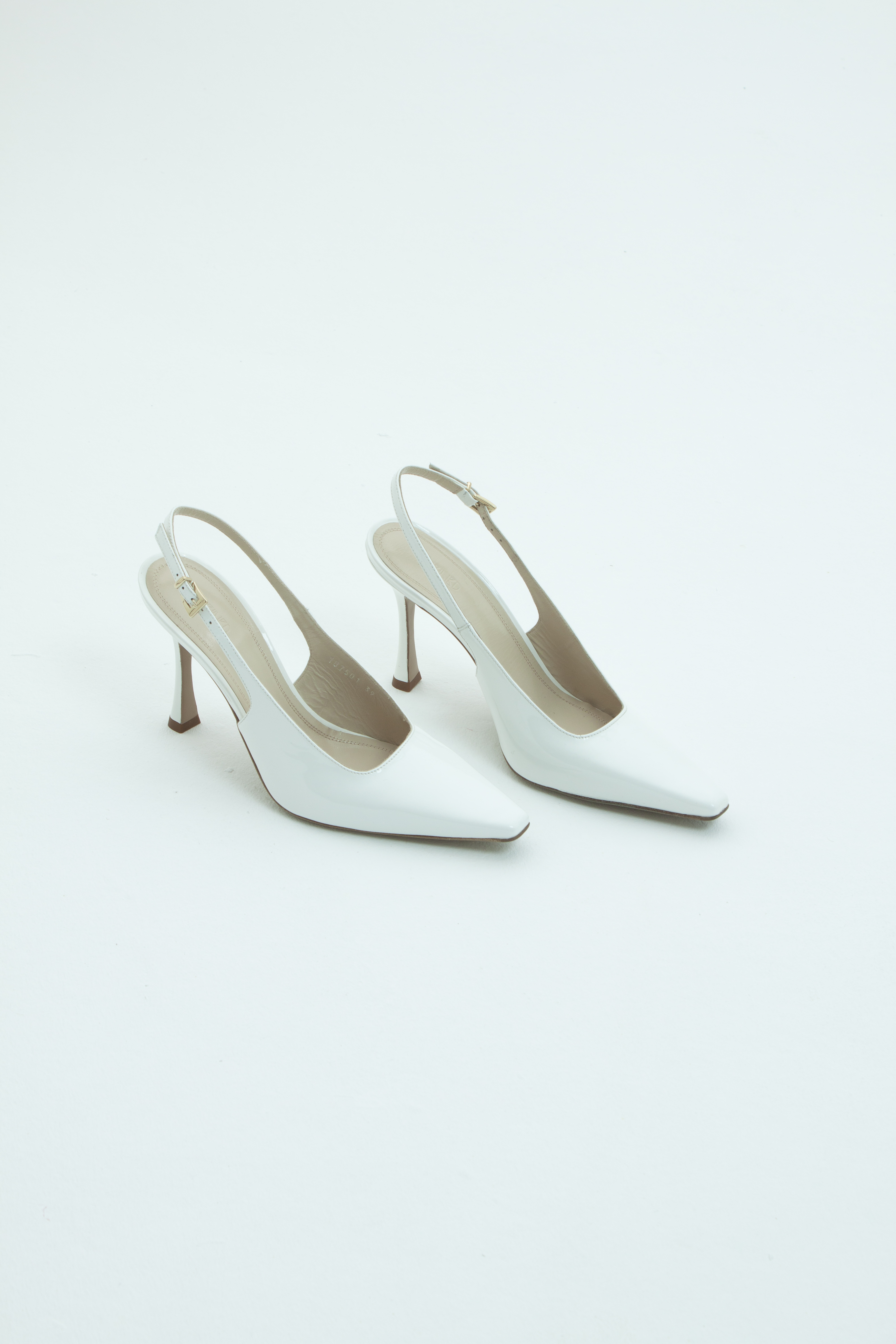 Туфли с квадратным носом на высоком каблуке белый лак , фото 2